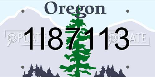 1I87113 Oregon License Plate