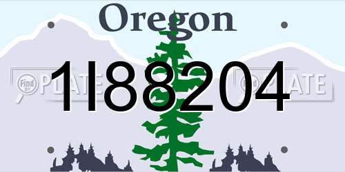 1I88204 Oregon License Plate