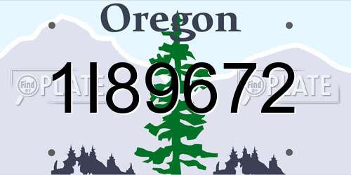 1I89672 Oregon License Plate