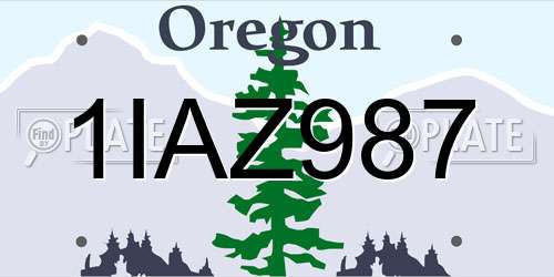 1IAZ987 Oregon License Plate
