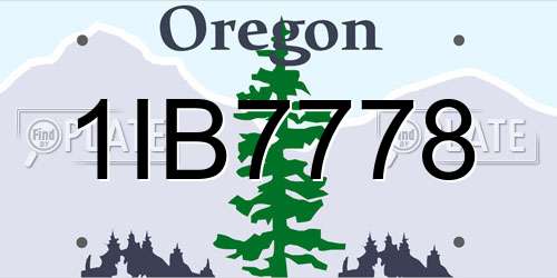 1IB7778 Oregon License Plate