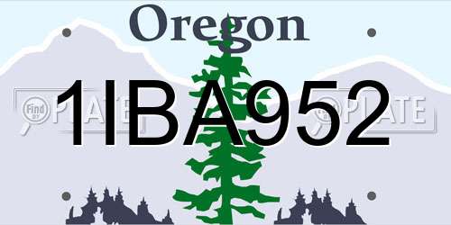 1IBA952 Oregon License Plate