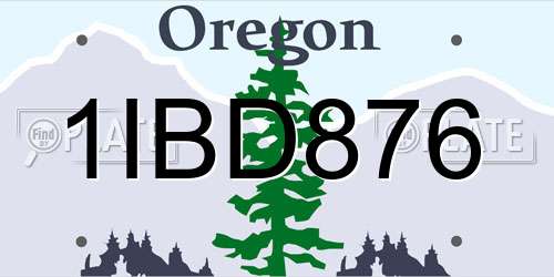 1IBD876 Oregon License Plate