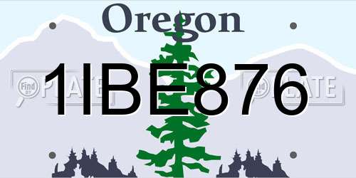 1IBE876 Oregon License Plate