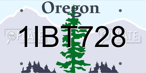 1IBT728 Oregon License Plate