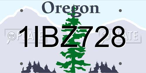 1IBZ728 Oregon License Plate