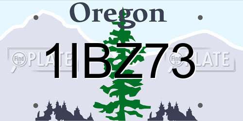 1IBZ73 Oregon License Plate