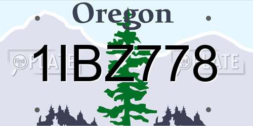 1IBZ778 Oregon License Plate