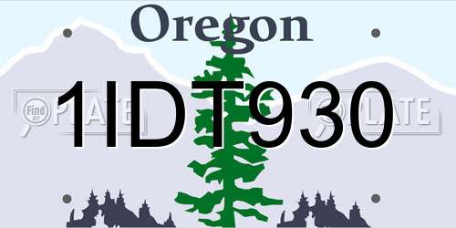 1IDT930 Oregon License Plate