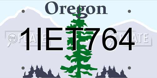 1IET764 Oregon License Plate