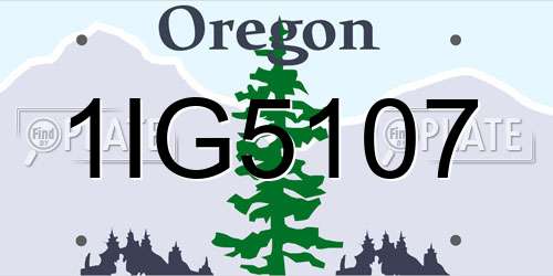 1IG5107 Oregon License Plate