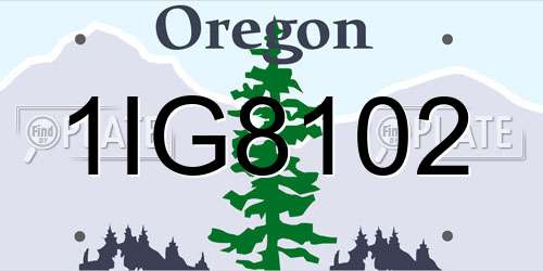 1IG8102 Oregon License Plate