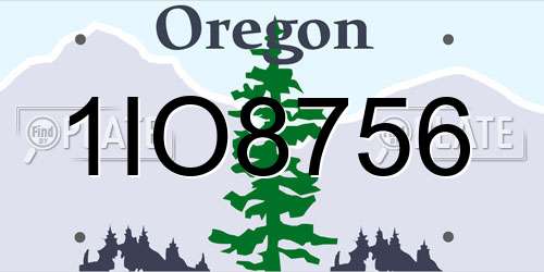1IO8756 Oregon License Plate