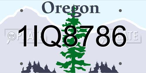 1IQ8786 Oregon License Plate