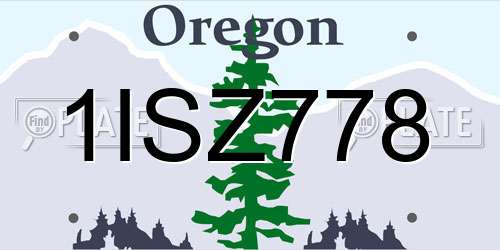 1ISZ778 Oregon License Plate