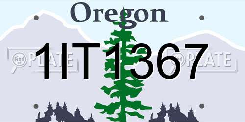 1IT1367 Oregon License Plate