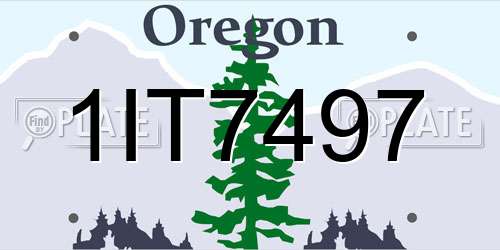 1IT7497 Oregon License Plate