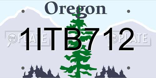 1ITB712 Oregon License Plate