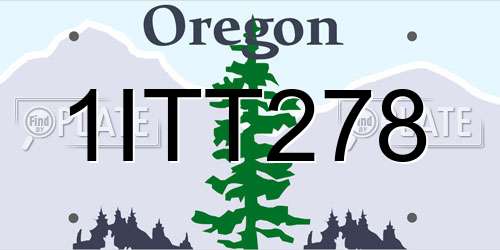 1ITT278 Oregon License Plate