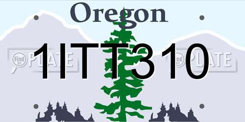 1ITT310 Oregon License Plate