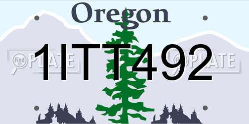 1ITT492 Oregon License Plate