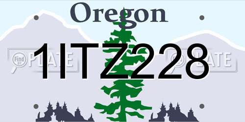 1ITZ228 Oregon License Plate
