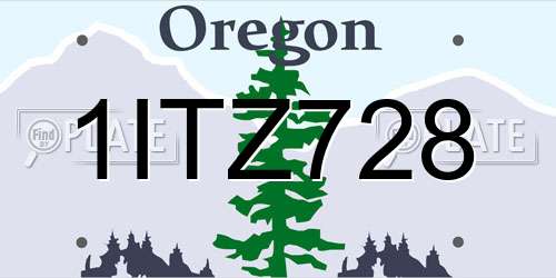 1ITZ728 Oregon License Plate