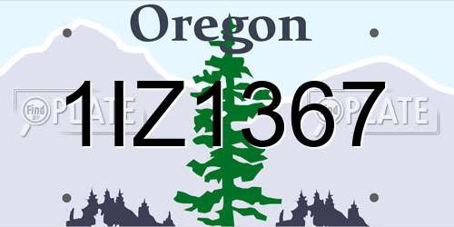 1IZ1367 Oregon License Plate