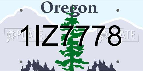 1IZ7778 Oregon License Plate