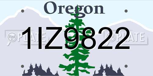 1IZ9822 Oregon License Plate