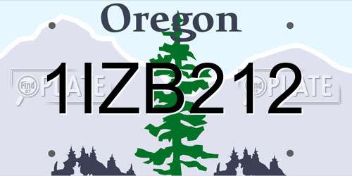 1IZB212 Oregon License Plate