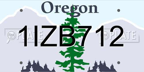 1IZB712 Oregon License Plate