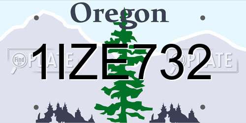 1IZE732 Oregon License Plate