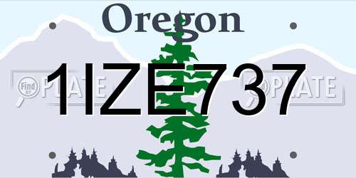 1IZE737 Oregon License Plate