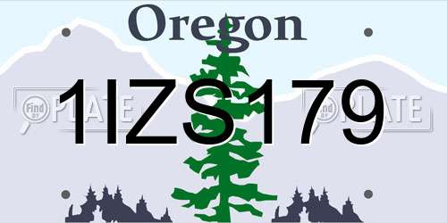 1IZS179 Oregon License Plate