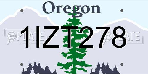 1IZT278 Oregon License Plate