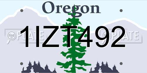 1IZT492 Oregon License Plate