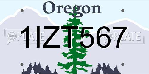 1IZT567 Oregon License Plate