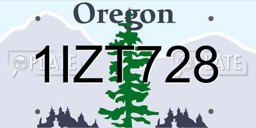 1IZT728 Oregon License Plate