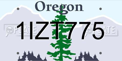 1IZT775 Oregon License Plate