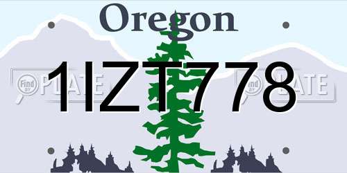 1IZT778 Oregon License Plate