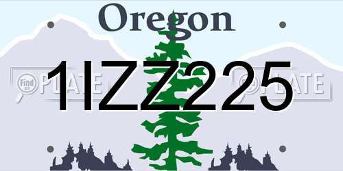 1IZZ225 Oregon License Plate