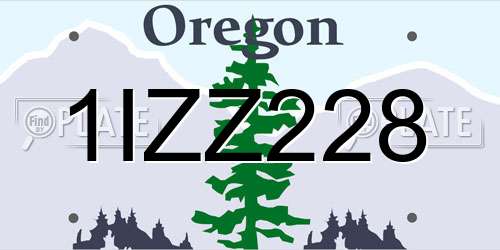 1IZZ228 Oregon License Plate