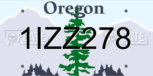 1IZZ278 Oregon License Plate