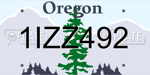 1IZZ492 Oregon License Plate