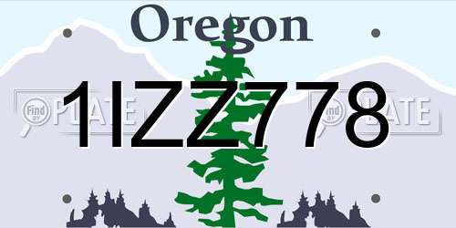 1IZZ778 Oregon License Plate