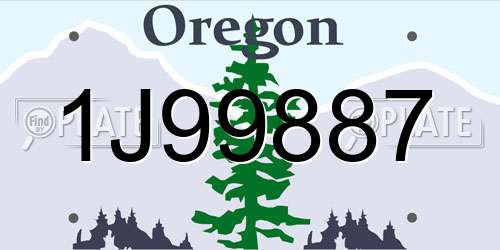 1J99887 Oregon License Plate