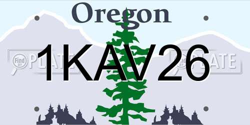 1KAV26 Oregon License Plate