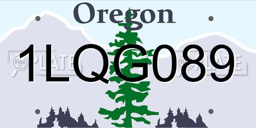 1LQG089 Oregon License Plate