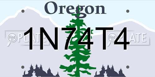 1N74T4 Oregon License Plate